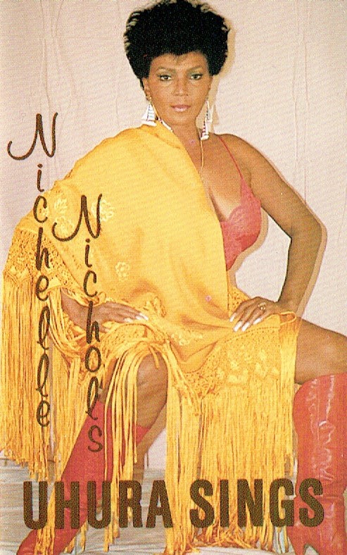 The cover photo of the Uhura Sings album, showing the Star Trek actress Nichelle Nichols in a provocative pose and wearing somewhat revealing clothing.