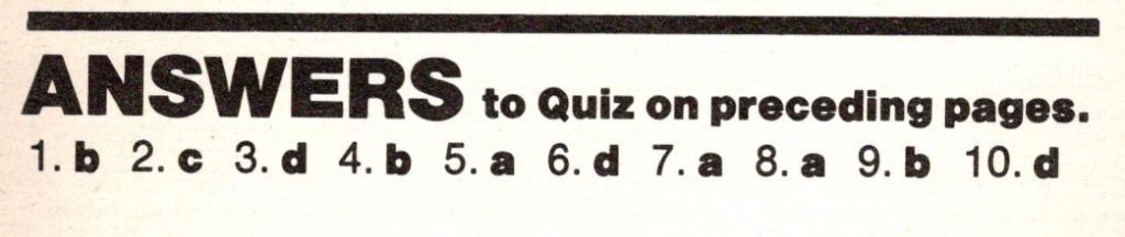 The answers to the quiz