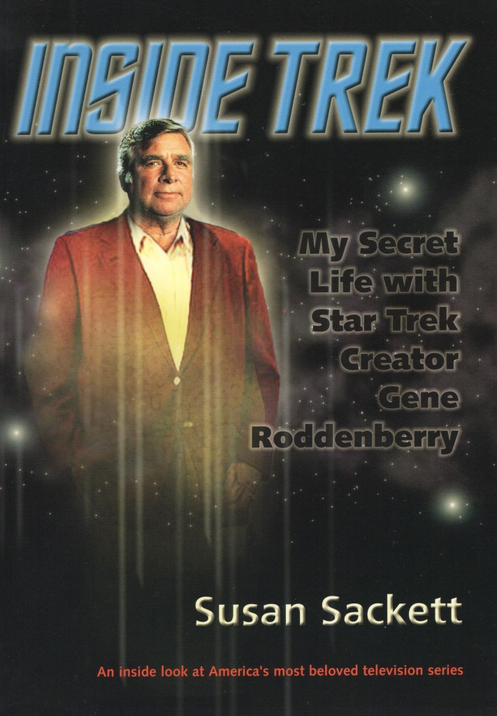 The cover of the book Inside Trek by Susan Sackett. It is a drawing of a middle-aged Gene Roddenberry.