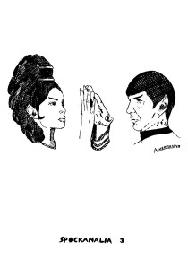 The cover of Spockanalia issue 3: a drawing of Spock and T'Pring from Amok Time. 