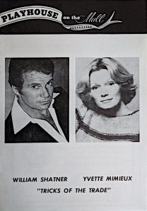 The playbill for Tricks of the Trade, featuring photos of Shatner and Yvette Mimieux.