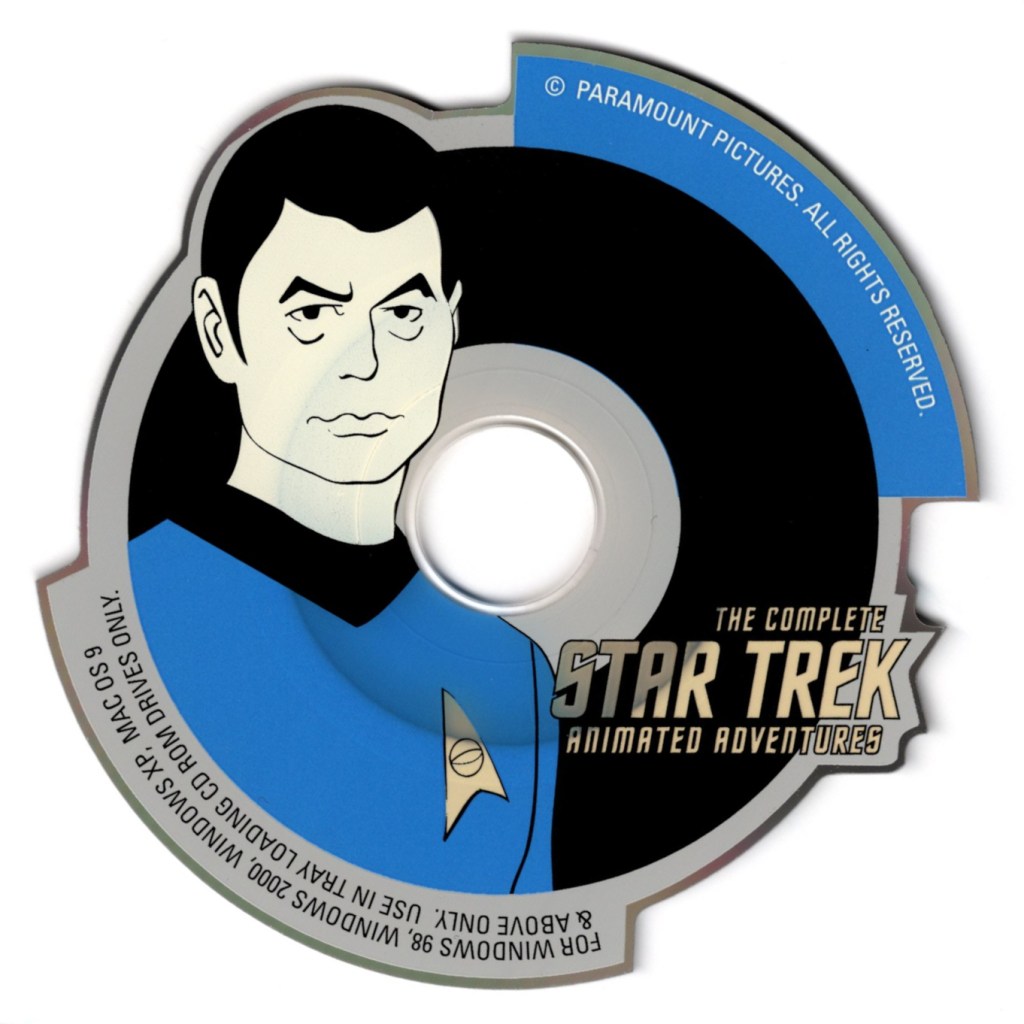 One of the CD-ROMs, with a cartoon portrait of McCoy.