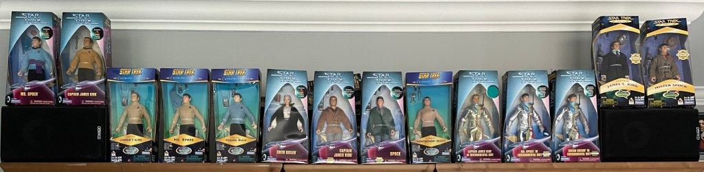 My original display, which was 14 Playmates figures in a row, with the two on each side raised a little on top of stereo speakers.